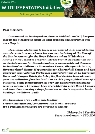 Wildlife Estates Newsletter October 2024
